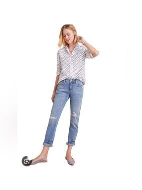 Pilcro & The Letterpress Slim Boyfriend Jeans Womens 28 Petite Distressed